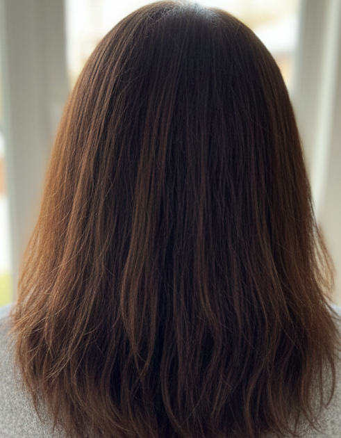 Healthy long female hair texture