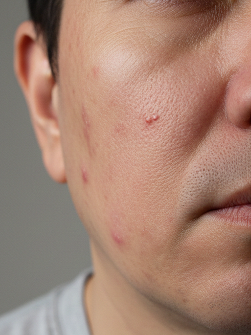 Men skin care treatment close-up